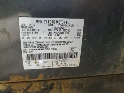 Ford Explorer 2016 1FM5K8DHXGGD13567