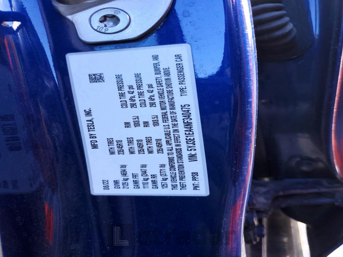 Tesla Model 3 2022 VIN 5YJ3E1EA4NF340475
