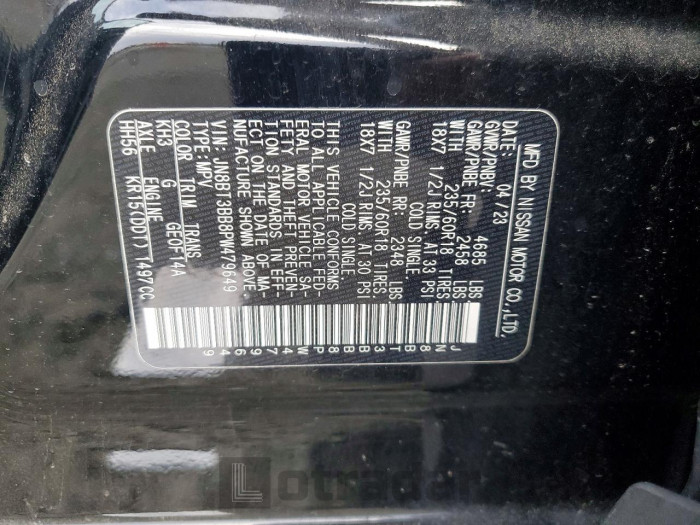 Nissan Rogue 2023 VIN JN8BT3BB8PW479649
