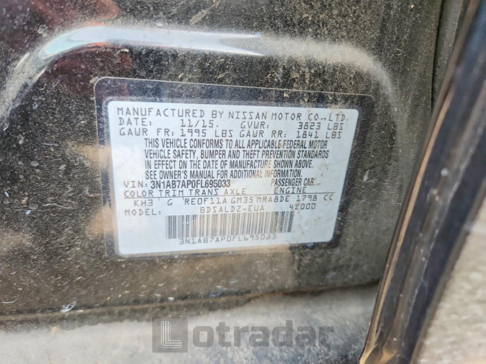 Nissan Sentra 2015 VIN 3N1AB7AP0FL695033