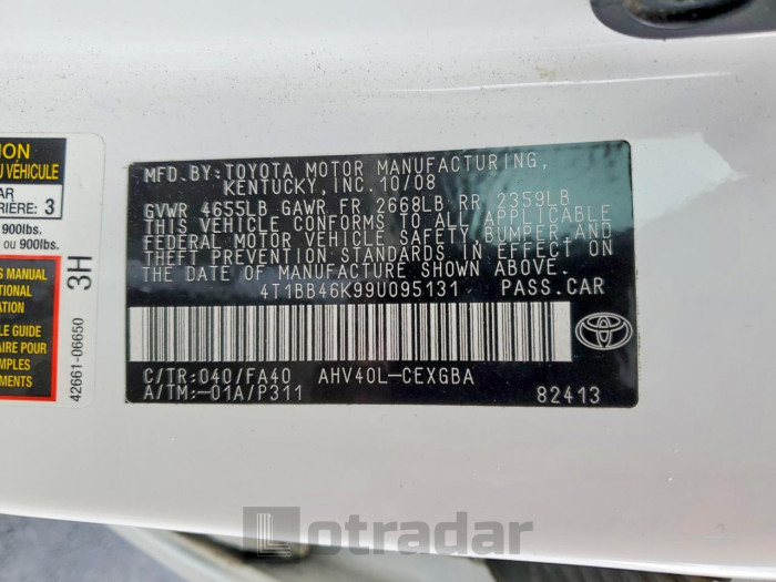 Toyota Camry 2009 VIN 4T1BB46K99U095131