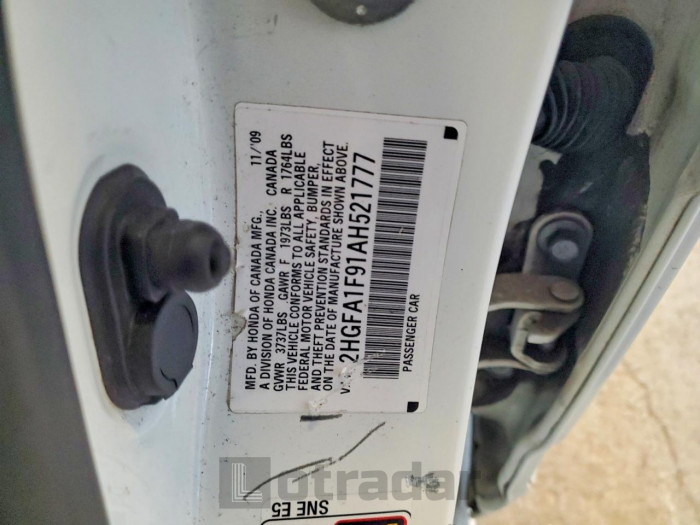 Honda Civic 2010 VIN 2HGFA1F91AH521777