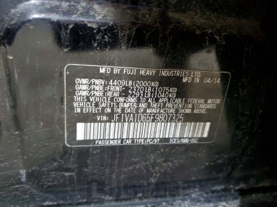 Subaru Wrx 2015 JF1VA1D65F9807325
