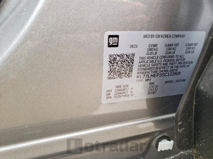 Chevrolet Trax 2025 VIN KL77LHEP3SC133909