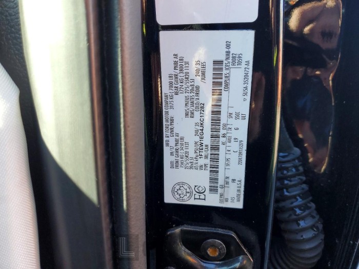 Ford F150 2018 VIN 1FTEW1EG4JKC17282