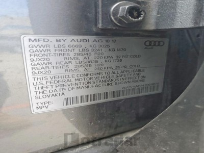 Audi Q7 2018 VIN WA1VAAF74JD019510