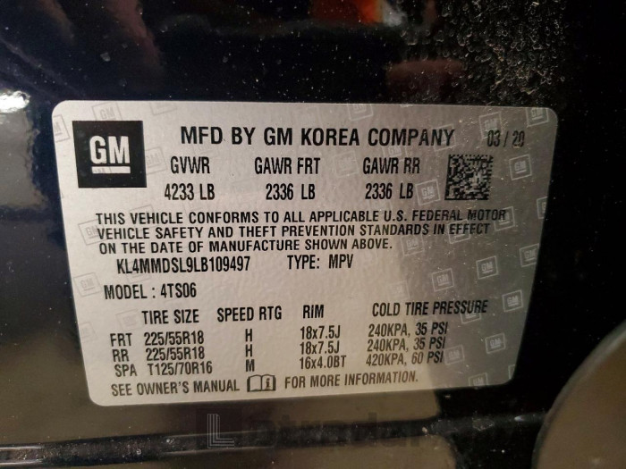 Buick Encore 2020 VIN KL4MMDSL9LB109497