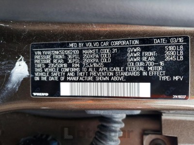 Volvo Xc70 2016 VIN YV4612NK5G1262109