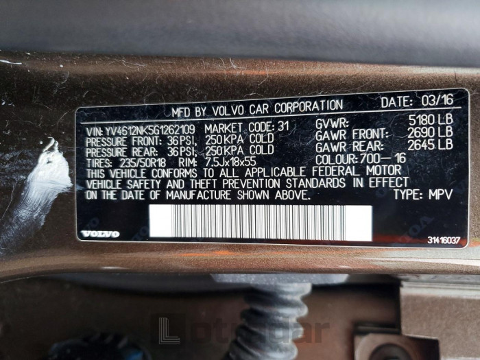 Volvo Xc70 2016 VIN YV4612NK5G1262109