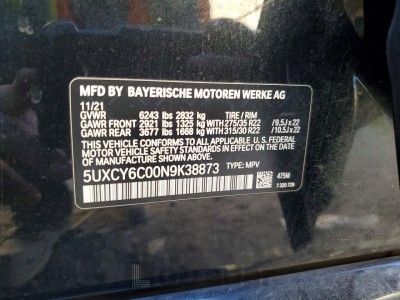 BMW X6 2022 5UXCY6C00N9K38873