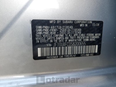Subaru Impreza 2025 VIN JF1GUAFC0S8200655