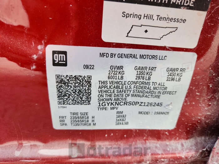 Cadillac Xt5 2023 VIN 1GYKNCRS0PZ126245
