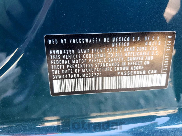 Volkswagen Gti 2018 VIN 3VW447AU9JM294221
