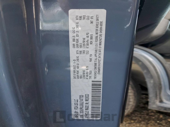 Ram All models 2020 VIN 3C6URVJG6LE147703