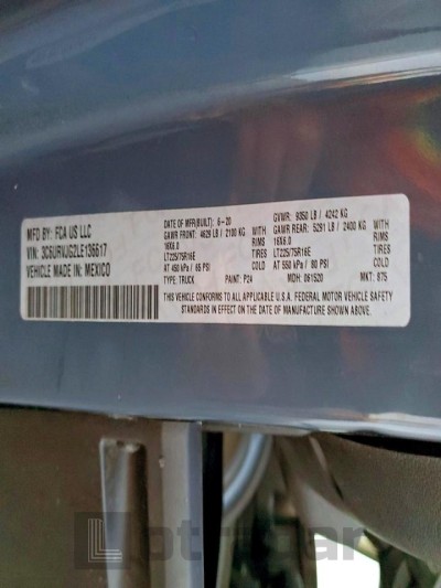 Ram All models 2020 VIN 3C6URVJG2LE136617