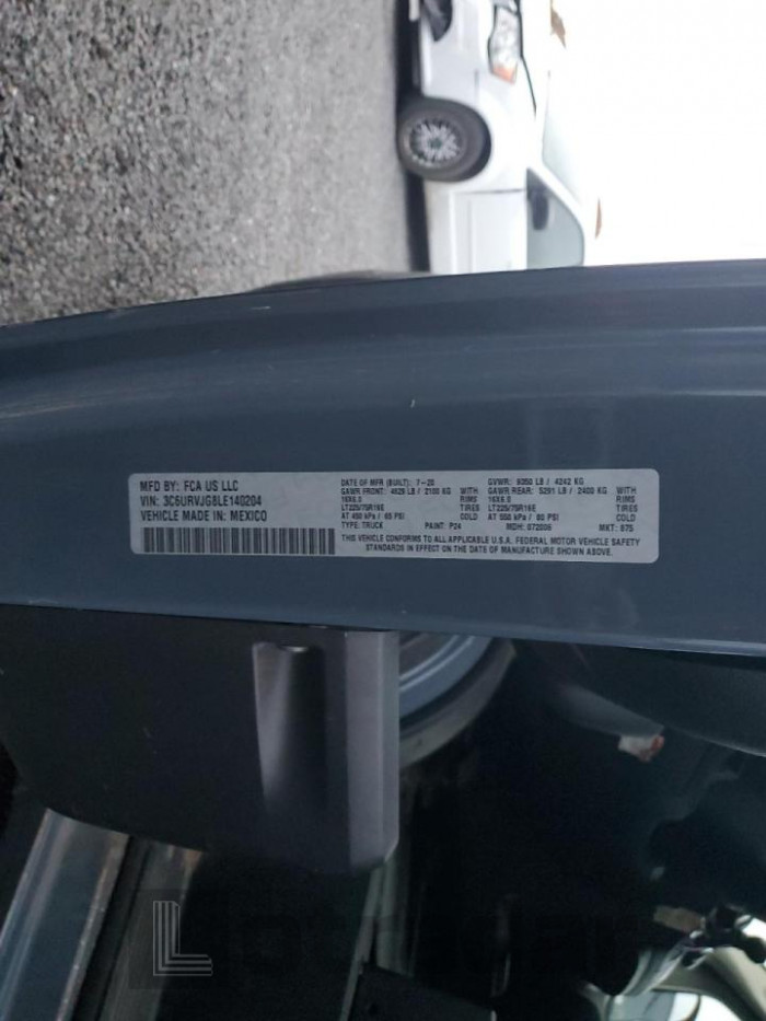 Ram All models 2020 VIN 3C6URVJG8LE140204