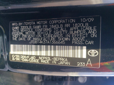 Toyota Yaris 2010 JTDBT4K37A1366645