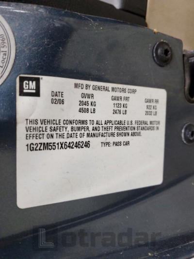 Pontiac G6 2006 1G2ZM551X64246246