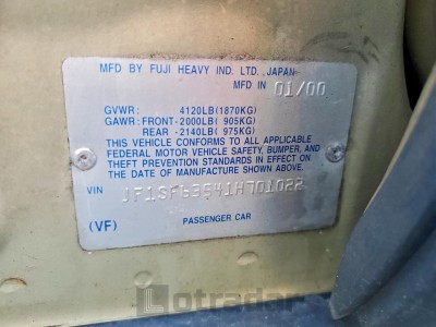 Subaru Forester 2001 VIN JF1SF63541H701022