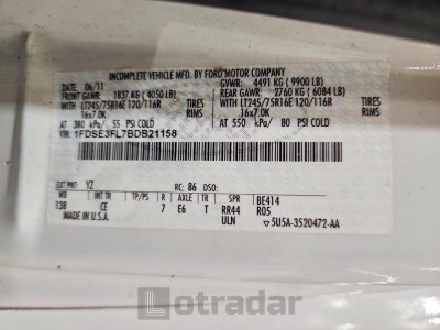 Ford All models 2011 VIN 1FDSE3FL7BDB21158