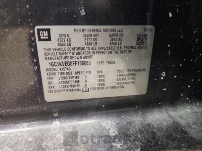 Chevrolet All models 2015 VIN 1GC1KVEG8FF166080