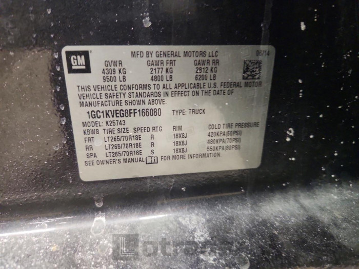 Chevrolet All models 2015 VIN 1GC1KVEG8FF166080