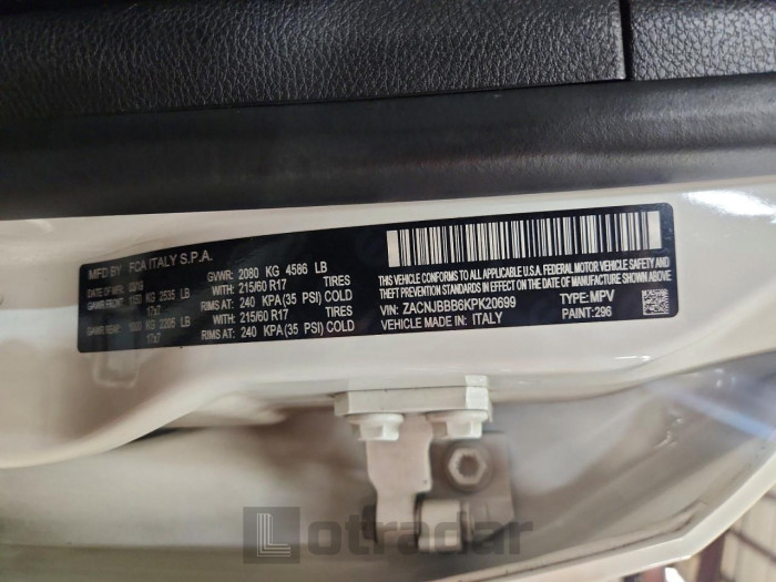 Jeep Renegade 2019 VIN ZACNJBBB6KPK20699