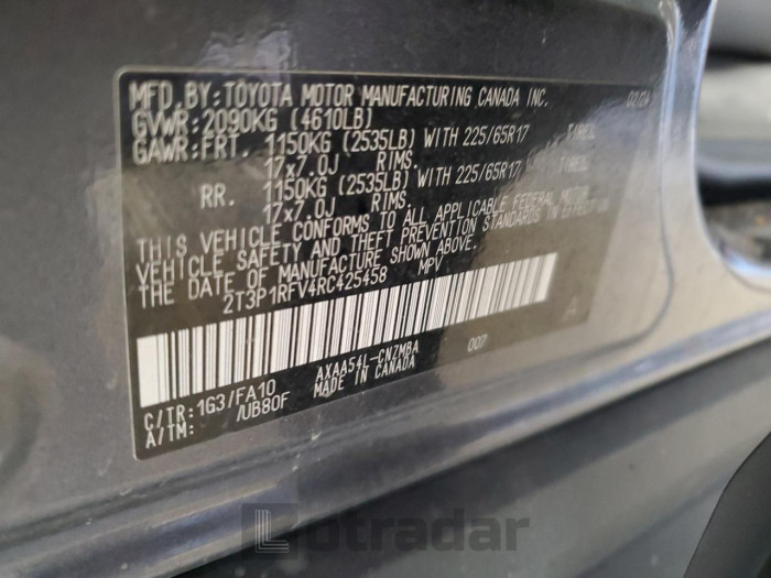 Toyota Rav4 2024 VIN 2T3P1RFV4RC425458