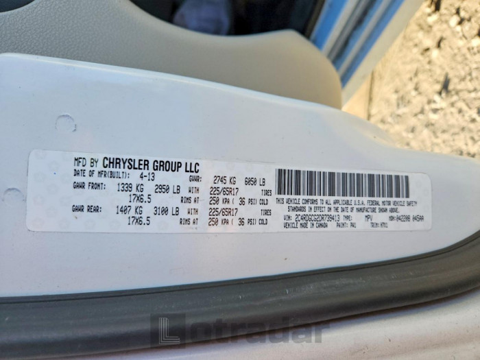 Chrysler Minivan 2014 VIN 2C4RC1BG1ER438019