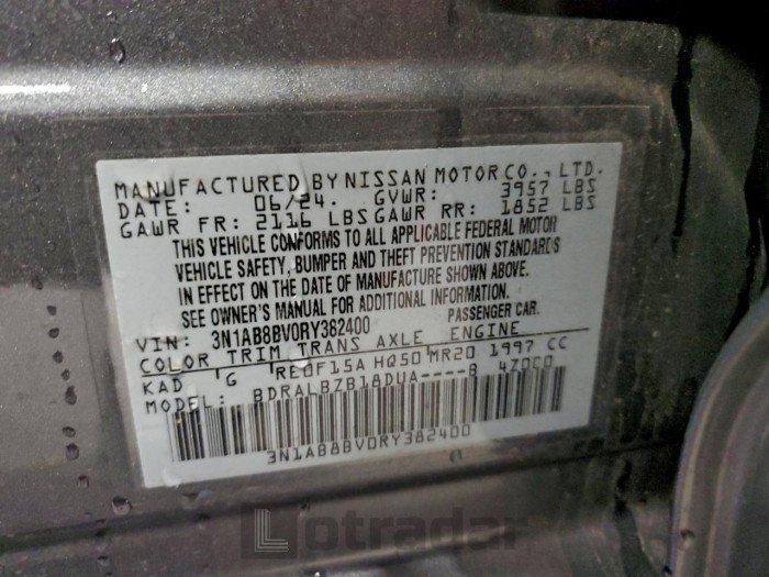 Nissan Sentra 2024 VIN 3N1AB8BV0RY382400