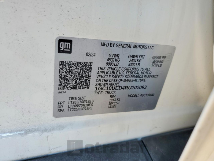 Chevrolet All models 2024 VIN 1GC10UED4RU202093