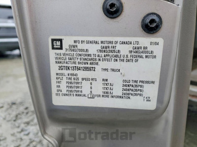 Gmc SIERRA 2004 2GTEK13T641285972