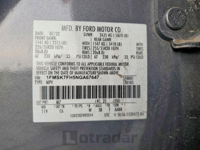 Ford Explorer 2022 1FMSK7FH5NGA67647