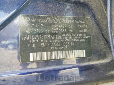 Hyundai Sonata 2013 5NPEC4AB8DH603114
