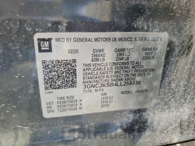 Chevrolet Trax 2020 3GNCJKSB4LL259934