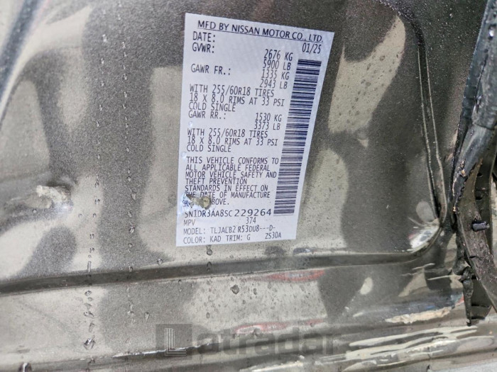 Nissan Pathfinder 2025 VIN 5N1DR3AA8SC229264