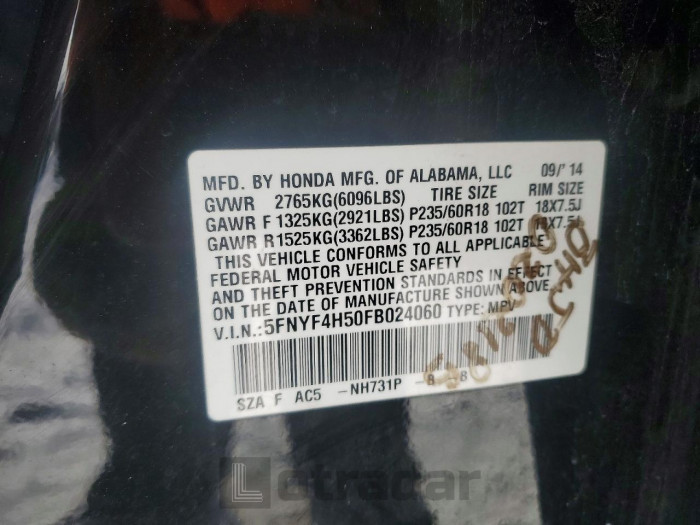 Honda Pilot 2015 VIN 5FNYF4H50FB024060