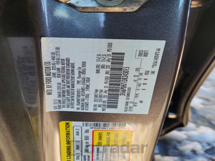 Ford Fusion 2013 VIN 3FA6P0H71DR343015