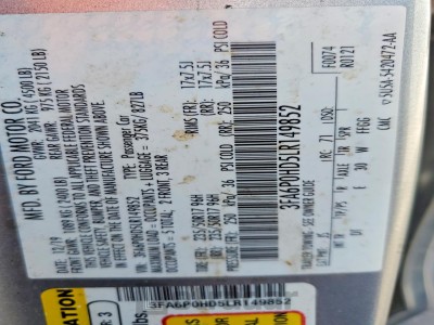 Ford Fusion 2020 3FA6P0HD5LR149852