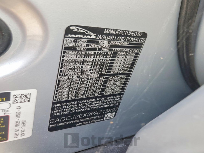Jaguar F-pace 2023 VIN SADCJ2EX2PA715897