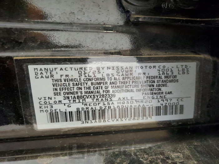 Nissan Sentra 2025 VIN 3N1AB8CVXSY282339