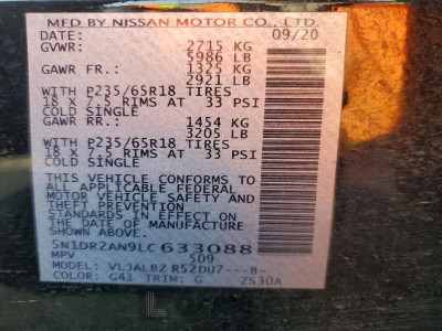 Nissan Pathfinder 2020 5N1DR2AN9LC633088