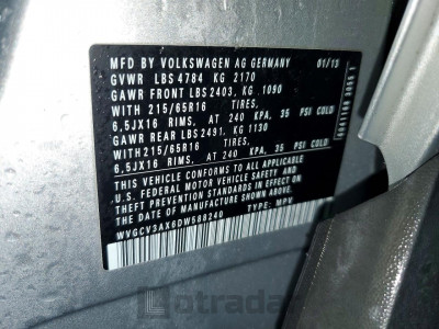 Volkswagen Tiguan 2013 WVGCV3AX6DW588240