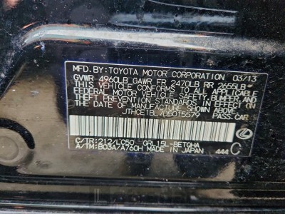 Lexus Gs350 2013 VIN JTHCE1BL7D5015579
