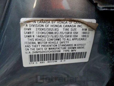 Acura Mdx 2012 2HNYD2H37CH503598