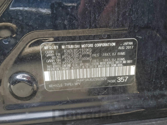 Mitsubishi Outlander 2018 VIN JA4AP3AU6JZ002829