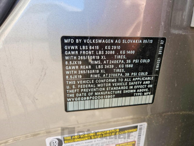 Volkswagen Touareg 2013 WVGEG9BP0DD013907