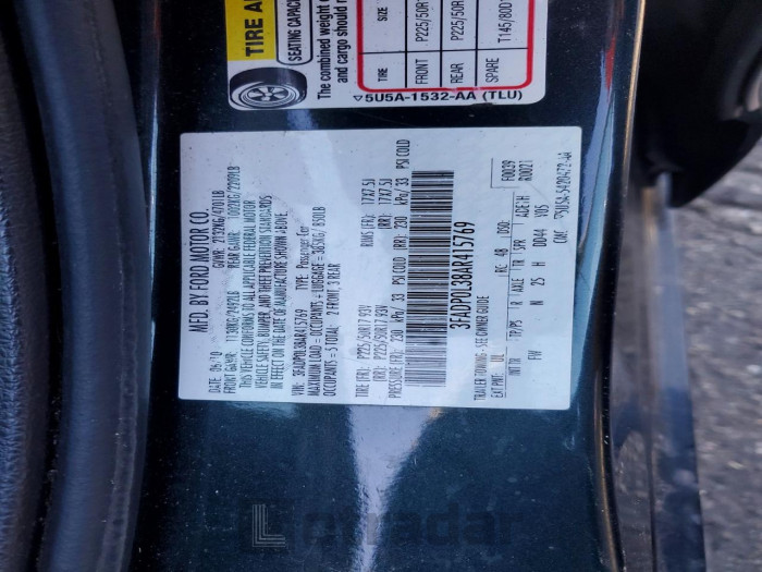 Ford Fusion 2010 VIN 3FADP0L38AR415769