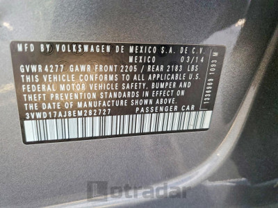Volkswagen Jetta 2014 3VWD17AJ8EM282727