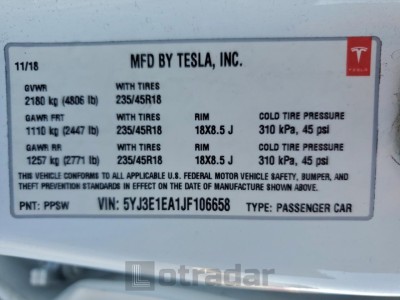 Tesla Model 3 2018 5YJ3E1EA1JF106658